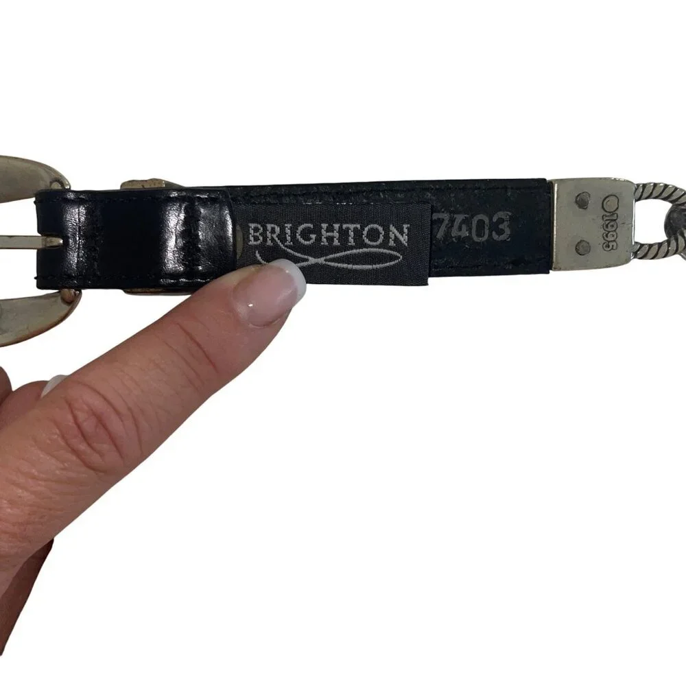 Brighton Vintage 1995 Womens Size S Black Tone Oval Metal Link Belt Casual